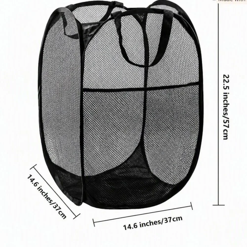 DUCOO Pop Up Mesh 70L Collapsible Laundry Hamper Basket Side Pocket Handles